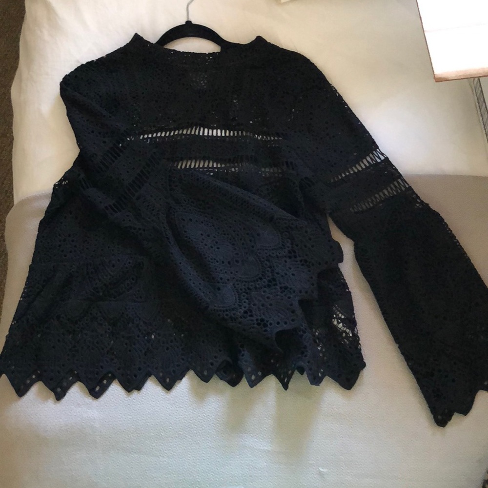 ASOS crochet fitted black blouse